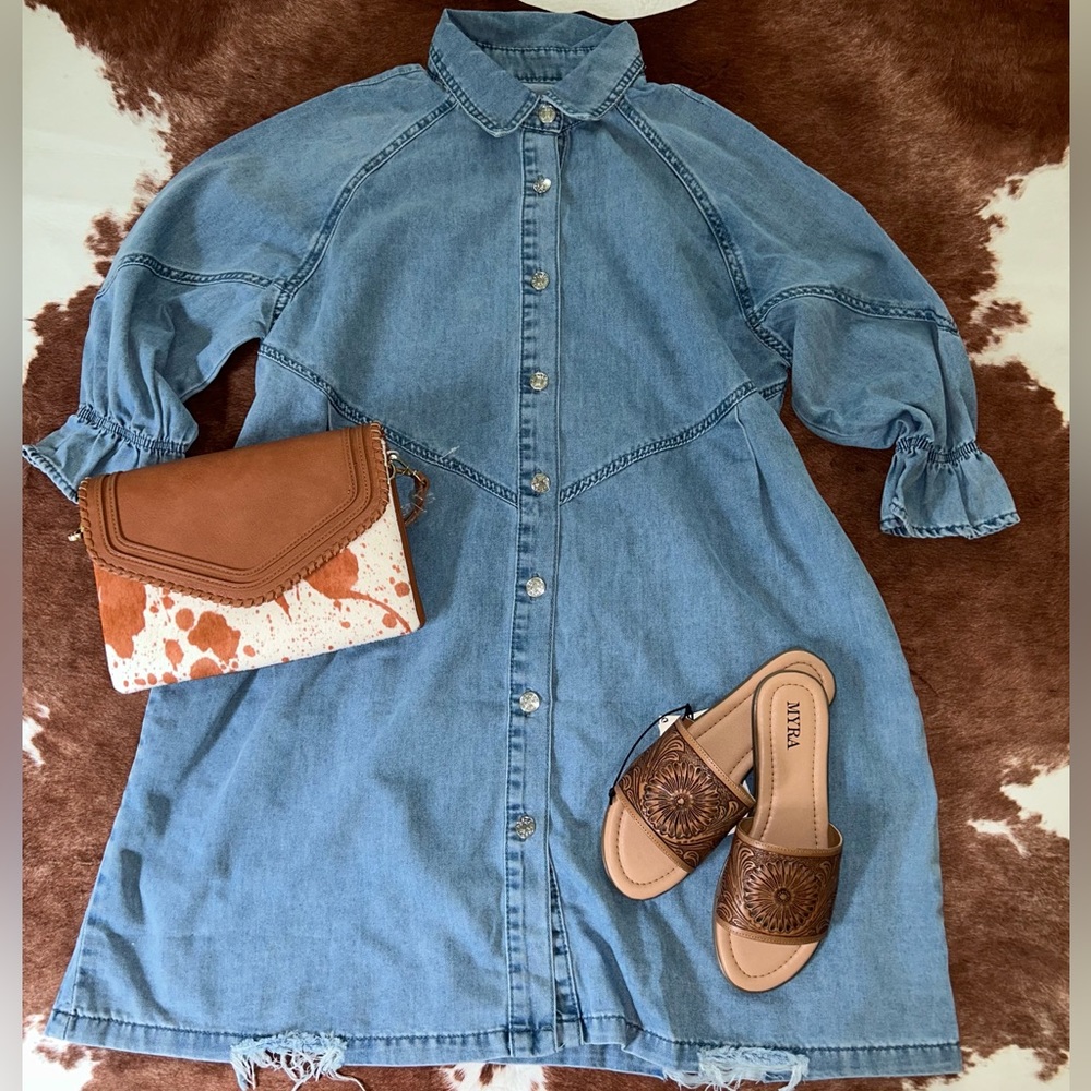 Long Sleeve Denim Mini Dress